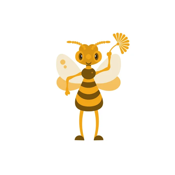 Μέλισσα με ένα λουλούδι. Εικονογράφηση. — Διανυσματικό Αρχείο