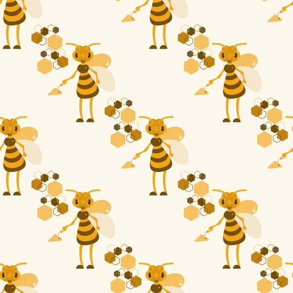 Une abeille avec une truelle. Illustration.Modèle. — Image vectorielle