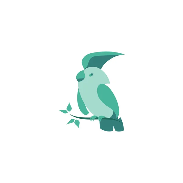 Loro verde. Logo.Ilustración. — Vector de stock