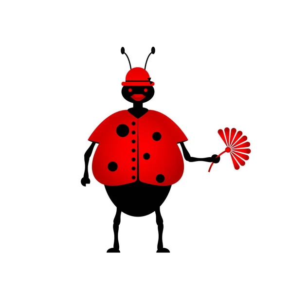 Ladybug with flower.Illustration. — Stock Vector