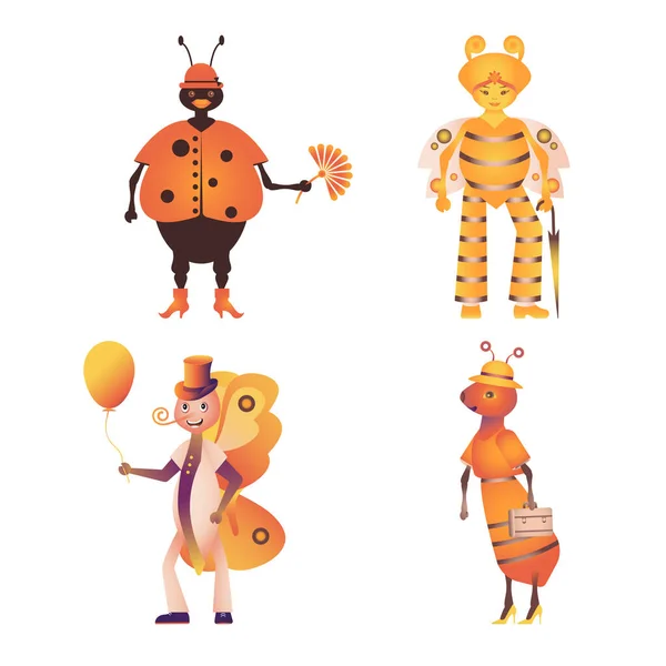 Um conjunto de insectos semelhantes aos humanos. Ilustração. — Vetor de Stock