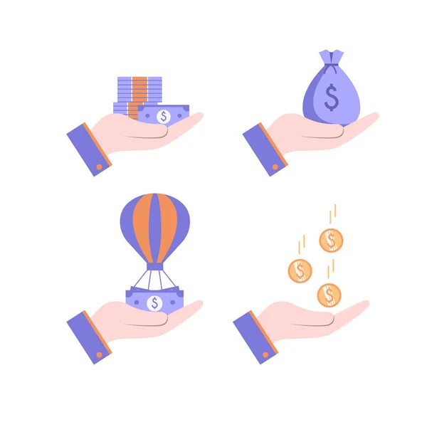 Paralı insan eli koleksiyonu. Görüntü.