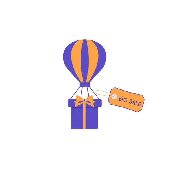 Üstünde etiket olan bir paraşüt hediye kutusu. Görüntü.