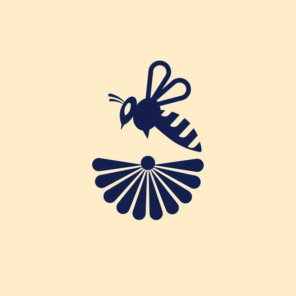 Μια μέλισσα με ένα λουλούδι. Εικονογράφηση. — Διανυσματικό Αρχείο