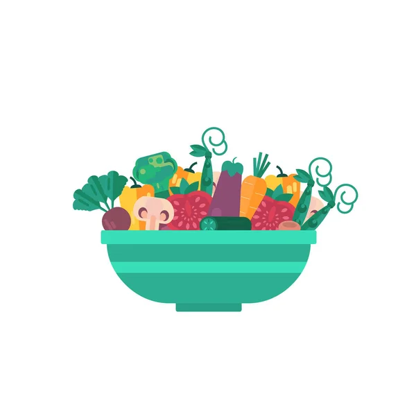 Composition of vegetables in a bowl. Illustration. — стоковый вектор