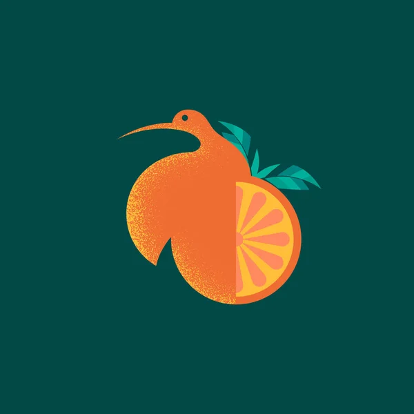 Kolibri mit Orange. Logo. — Stockvektor