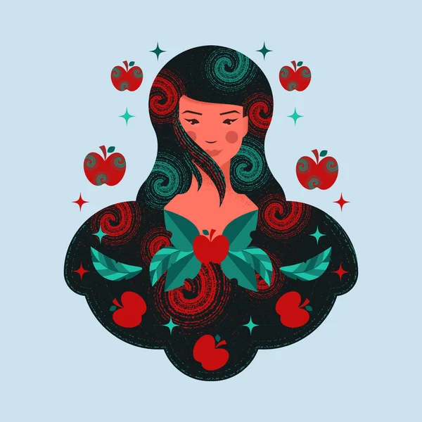 Elmalı kız. Resim..