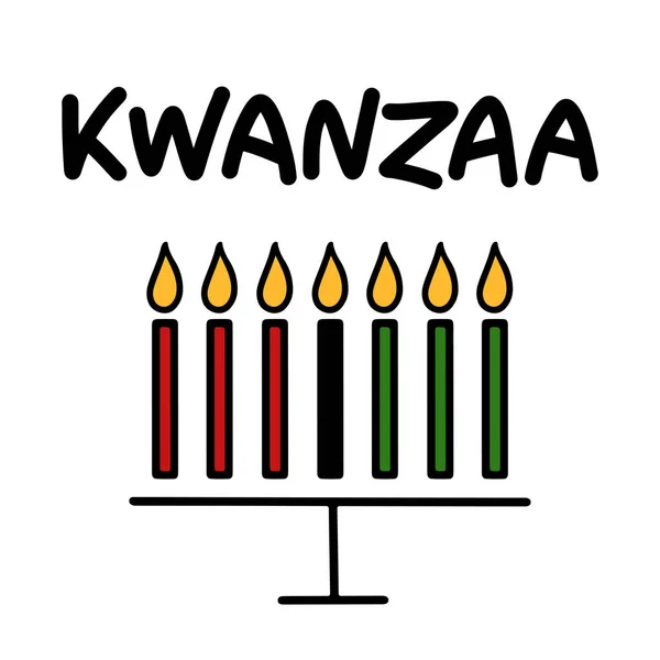 Happy Kwanzaa Handwritten Text Traditional African Ethnic Holiday Vector Illustration — стоковый вектор