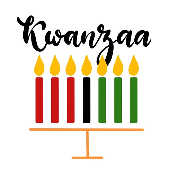 Happy Kwanzaa Odręcznie Napisany Tekst Tradycyjnej Afrykańskiej Etnicznej Ilustracji Wektor — Wektor stockowy