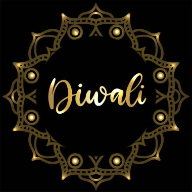 Mutlu Diwali kaligrafik vektör çizimleri. Geleneksel bir bayram kutlaması için Hindistan 'a gidiyoruz. Mandala ve mumla mektup..