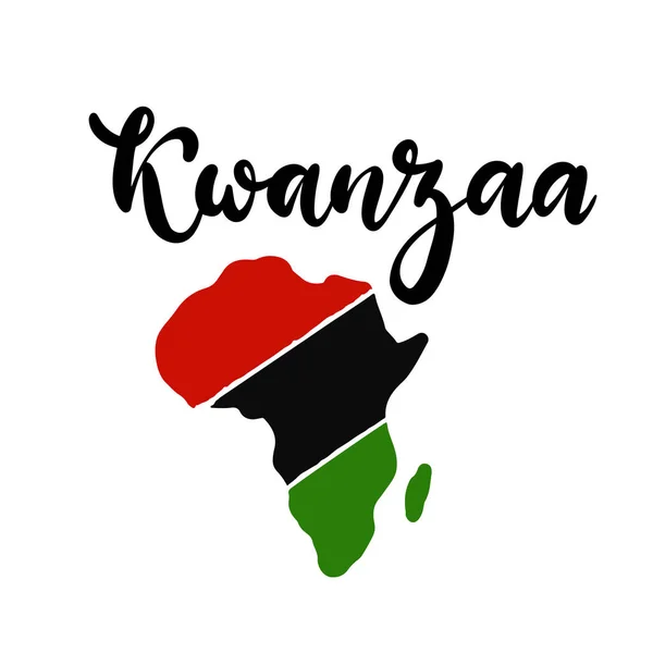 Happy Kwanzaa Χειρόγραφο Κείμενο Για Την Παραδοσιακή Αφρικάνικη Αμερικανική Εθνική — Διανυσματικό Αρχείο