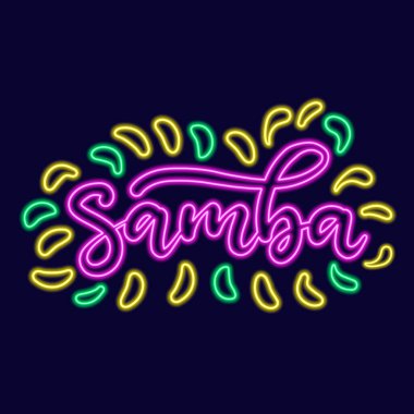 Koyu arkaplan vektör çiziminde neon işareti. Logo tasarım şablonu.