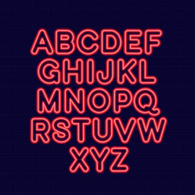 Koyu arkaplan vektör çiziminde neon işareti. Logo tasarım şablonu.