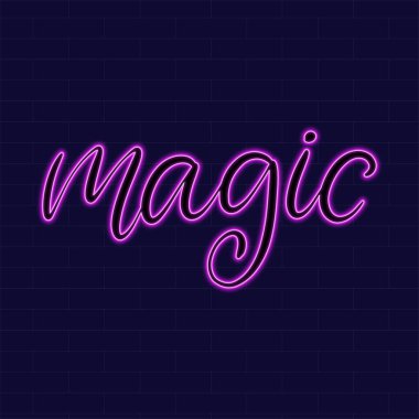 Koyu arkaplan vektör illüstrasyonunda harf içeren neon işareti.