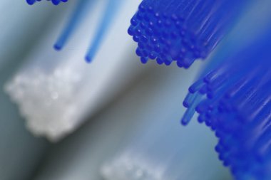 Mavi ve Beyaz Diş Fırçasının Ekstrem Macro 'su