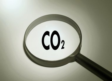 Büyüteç ile kelime dioksit (Co2). Dioksit (Co2 arama)