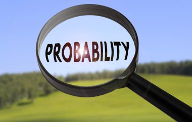 Bulanık doğa arka plan üzerinde kelime olasılık ile büyüteç. Olasılık kavramını arama