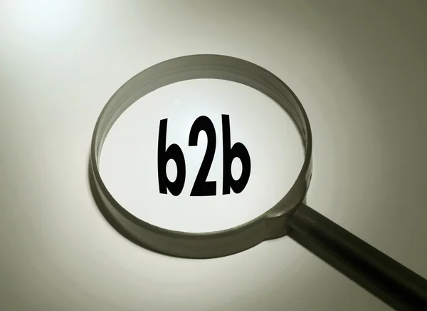 Vergrootglas met het woord b2b. B2b zoeken — Stockfoto