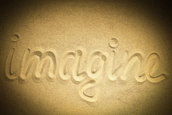 Imagine word on sand — Stock Photo, Image