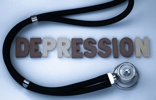 Depressie woord op het bord — Stockfoto