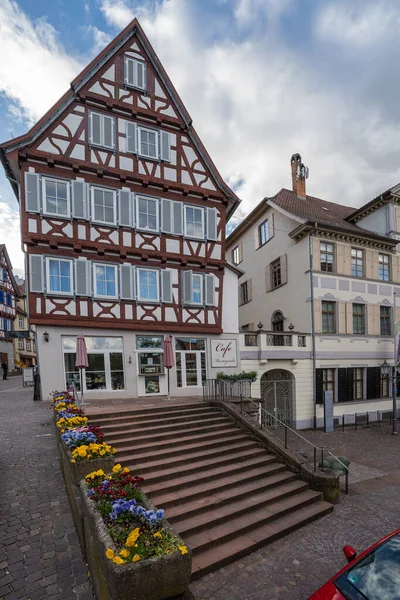 Ausflug Südwestdeutschland Schönes Mittelalterliches Fachwerkhaus Der Altstadt — Stockfoto