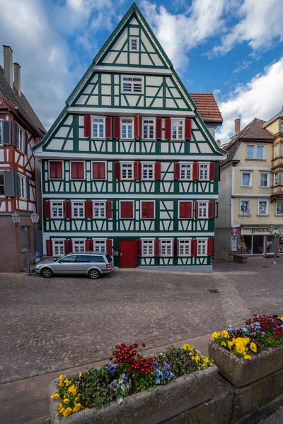 Ausflug Südwestdeutschland Mittelalterliches Fachwerkhaus Der Altstadt — Stockfoto