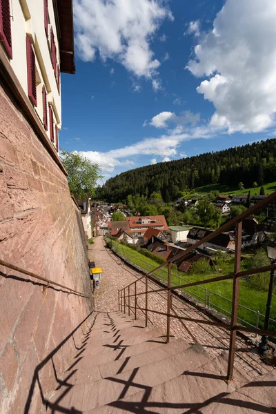 Výlet Jihozápadním Německu Schodiště Dolů Staré Kaple Vrcholu Kopce — Stock fotografie