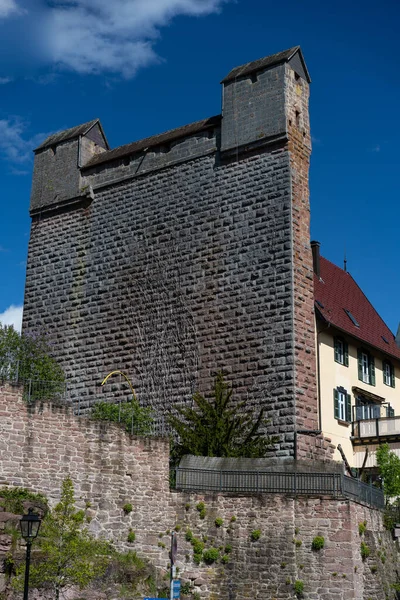 Exkurze Jihozápadním Německu Vysoká Zeď Historického Hradu Černé Lesní Vesnice — Stock fotografie