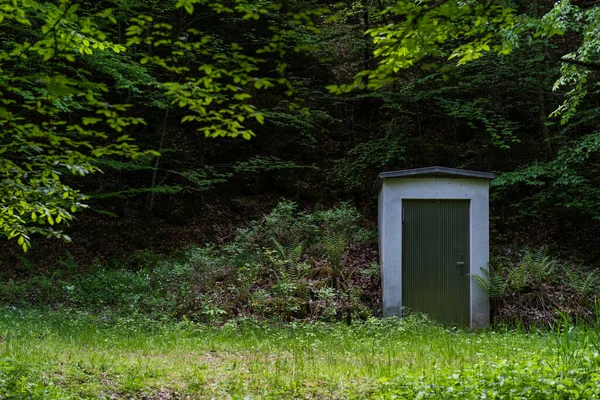 Randonnée Diurne Printemps Allemand Cabine Individuelle Bois Foncé — Photo