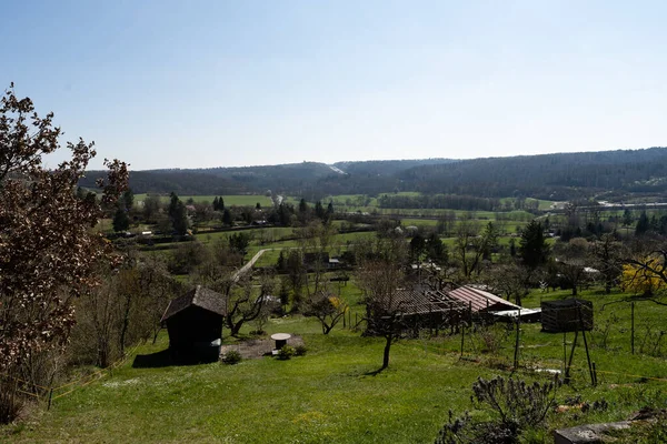 Güney Almanya Gündüz Gezileri Vineyard Hill Den Çok Uzakta — Stok fotoğraf