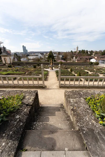 Day Trips South Germany Historic Baroque Garden Castle Stone Fence — Stock Photo, Image