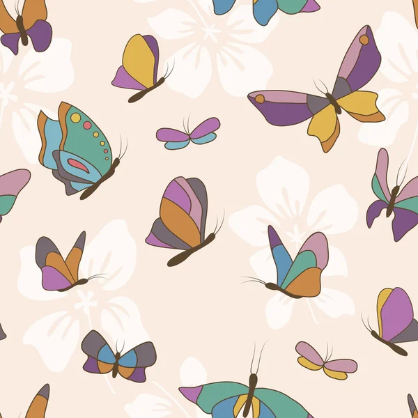 Modèle avec des papillons colorés — Image vectorielle