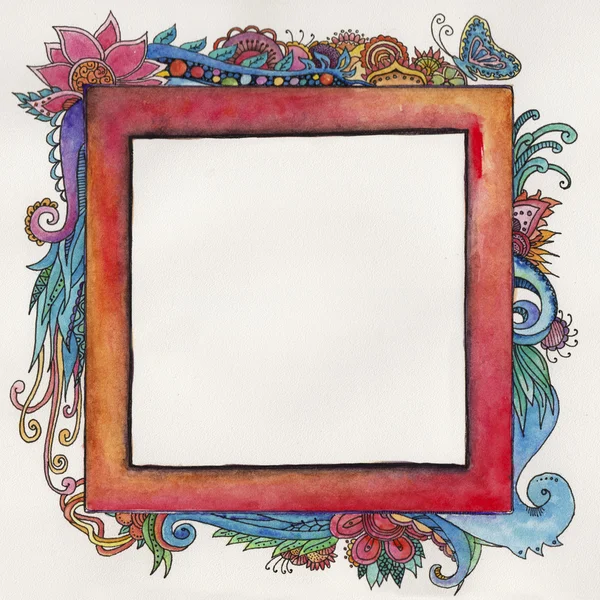 Bloemen aquarel frame — Stockfoto