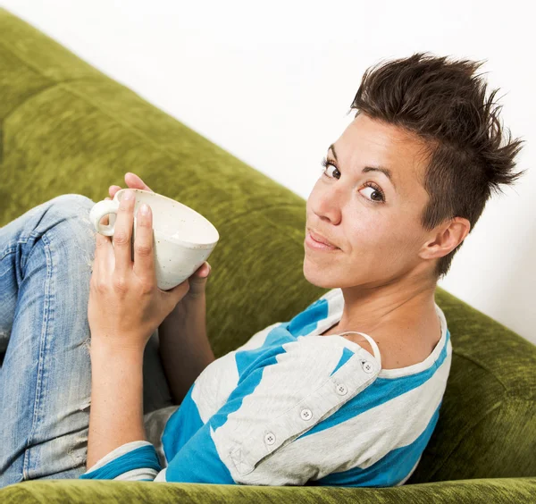 Coffee in the Couch — Stock Photo, Image