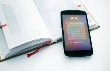 2016 için modern smartphone takvim.