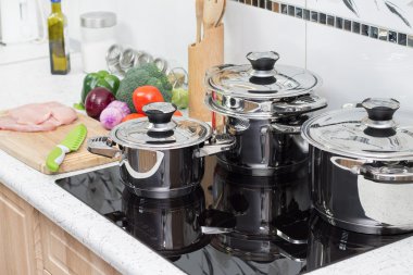 Modern indüksiyon Ocak gümüş Demlikli