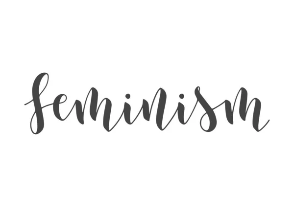 Vektorkészlet Illusztráció Feminizmus Kézzel Írott Levele Sablon Kártya Címke Képeslap — Stock Vector