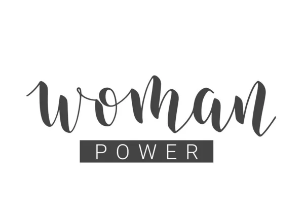 Vector Stock Illustratie Handgeschreven Lettering Woman Power Sjabloon Voor Kaart — Stockvector