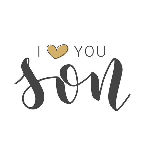 Vector Illustration Handwritten Lettering Love You Son Template Banner Greeting — Stock Vector