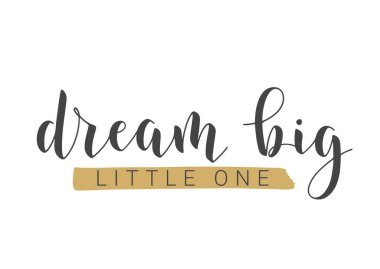 Vektör İllüstrasyonu. El yazısıyla Büyük Düşler Mektubu. Banner Şablonu, Tebrik Kartı, Kartpostal, Poster, Yazdırma veya Web Ürünleri. Beyaz Arkaplanda İzole Nesneler.