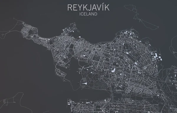 Reykjavik mapę, widok z satelity — Zdjęcie stockowe