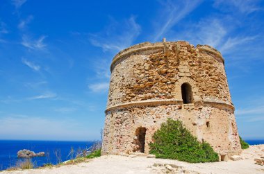 Mallorca, Balear Adaları, İspanya: Torre des Matzoc, yarın d'Albarca eski izle kule görünümünü