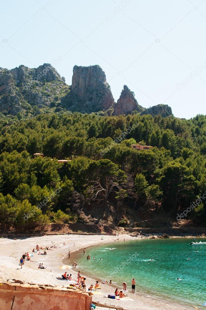 Mallorca, Balearic Islands, Spain: view of Cala Tuent, a remote beach at the foot of Serra de Tramuntana