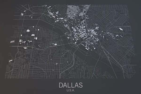 Dallas satellite map view — Stock Photo, Image
