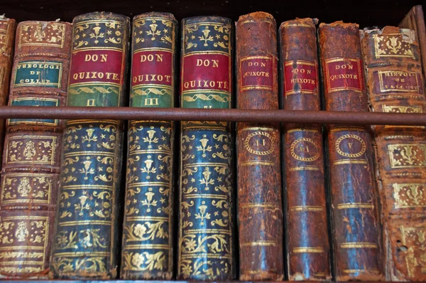 Mallorca, Balearic Islands, Spain: precious ancient books in the library of the Valldemossa Charterhouse — Stock Photo, Image