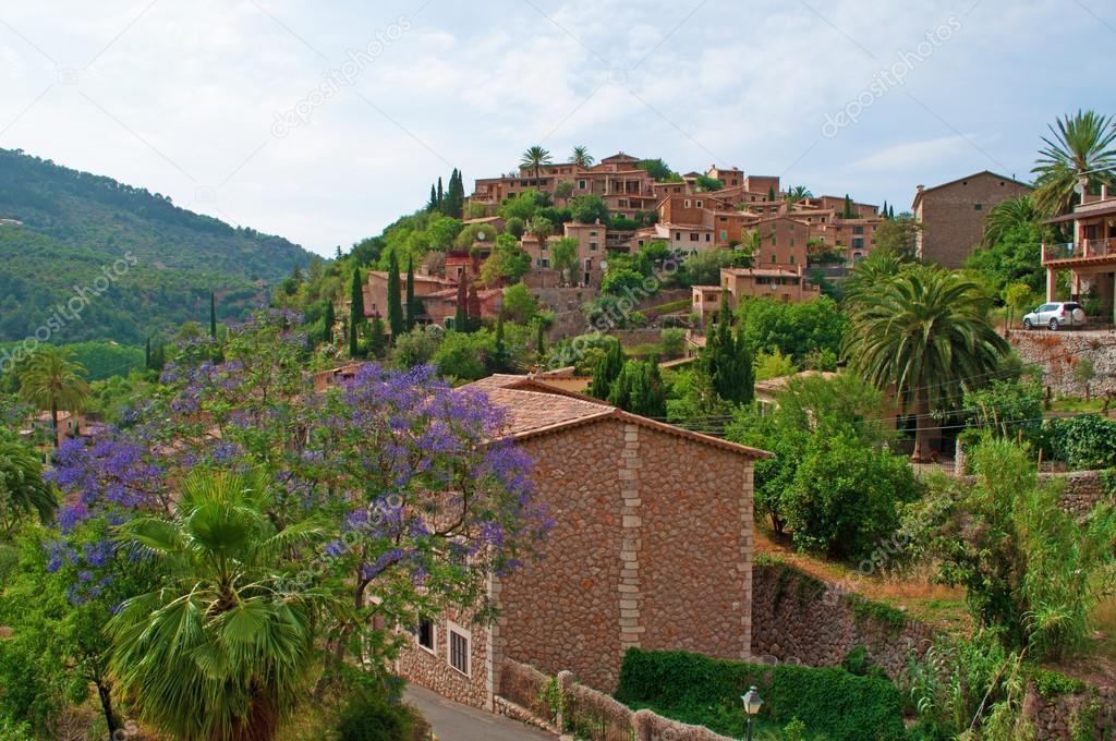 Mallorca, Balearic Islands, Spain: panoramic view of the old town of Deia, perched on a hill