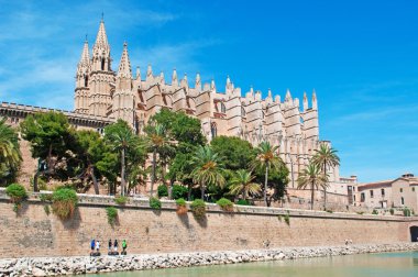 Mallorca, Balear Adaları, İspanya: Katedrali, Santa Maria ve La Seu, Palma de Mallorca Gotik Roman Katolik Katedrali bilinen Palma, panoramik manzaralı 