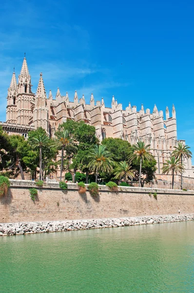 Mallorca, Islas Baleares, España: vista panorámica de la Catedral de Santa María de Palma, conocida como La Seu, la catedral gótica católica de Palma de Mallorca —  Fotos de Stock