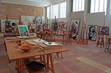 Mallorca, Balear Adaları, İspanya: Studio Sert, Joan Miro (1893-1983) şimdi parçası Pilar ve Joan Miro Vakfı, Palma de Mallorca'da İspanyol sanatçının çalışmalarını adanmış Müzesi ana studio iç