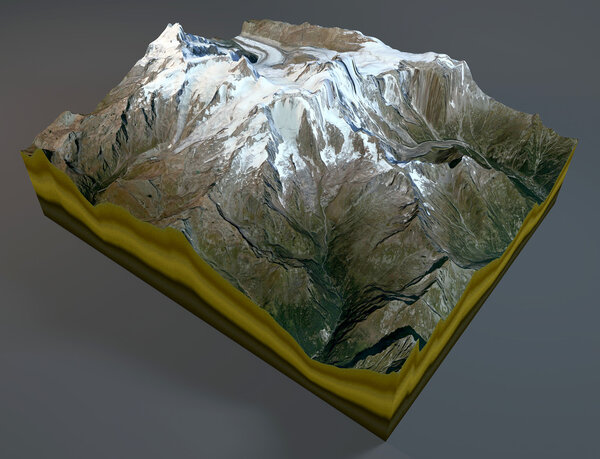 Monte Rosa, satellite view